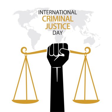 Uluslararası Ceza Adaleti Günü posteri veya afiş tasarımının vektör illüstrasyonu
