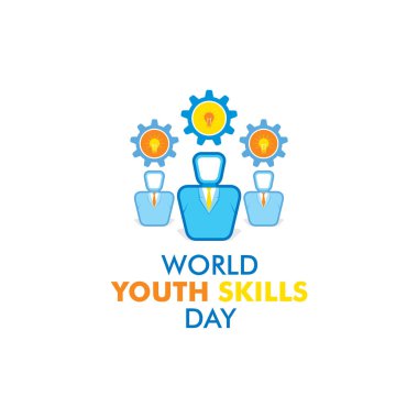 Dünya gençlik becerilerinin vektör illüstrasyonu poster veya afiş tasarımı