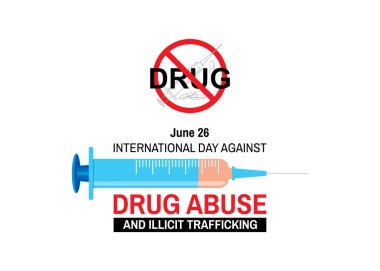 DRUG ABUSE ve yasadışı kaçakçılık afişi ve pankart tasarımına karşı Uluslararası Günün Vektör İllüstrasyonu