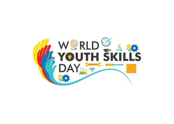 Vector Illustration World Youth Skills Day Poster Banner Design — Stock Vector