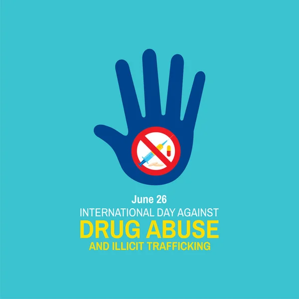 Vector Illustration International Day Drug Abuse Illicit Trafficking Poster Banner — Stock Vector