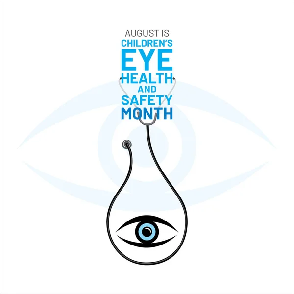 8月は子供の目の健康と安全月の啓発ポスターデザインです — ストックベクタ
