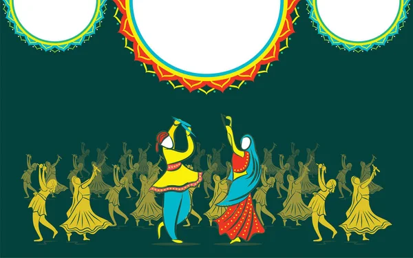 Векторная Иллюстрация Творческого Дизайна Плаката Навратри Граба Махоцава Индийская Пара — стоковый вектор