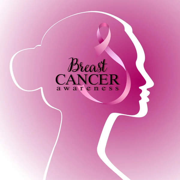 유방암 인식 웹 배너 그림 지원 및 건강 관리에 대 한. 의료 디자인. 벡터 유방암 인식 의달 10 월. 사실적인 분홍색 리본 기호입니다. 벡터 그림입니다. Eps 10 — 스톡 벡터