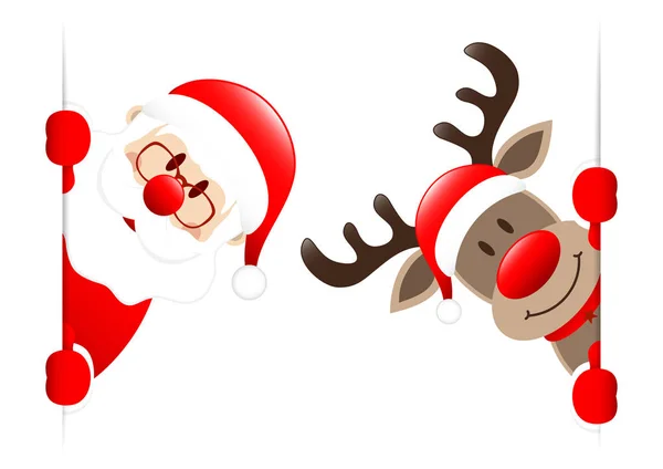 Santa Reindeer Dikey Banner — Stok Vektör