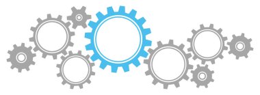 Gears Border Graphics Gri/Mavi