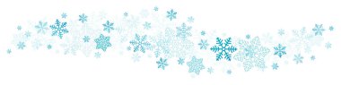 Flying Blue Snowflakes And Stars Horizontal Border clipart