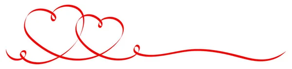 Banner Fita Corações Caligrafia Vermelha Conectada — Vetor de Stock