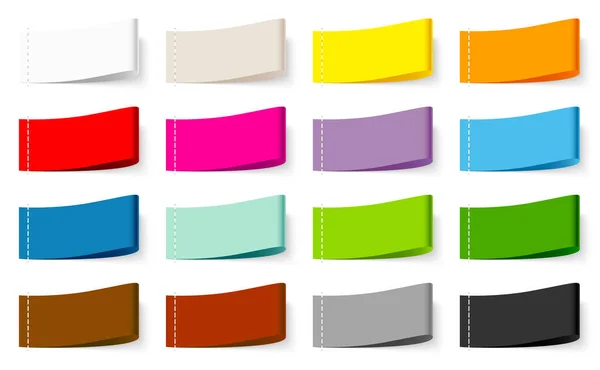 Zestaw Piętnastu Tekstylnych Etykiet Kolor Szwy Mix — Wektor stockowy