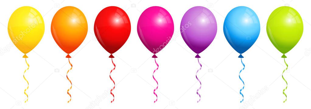 Set Of Seven Rainbow Balloons