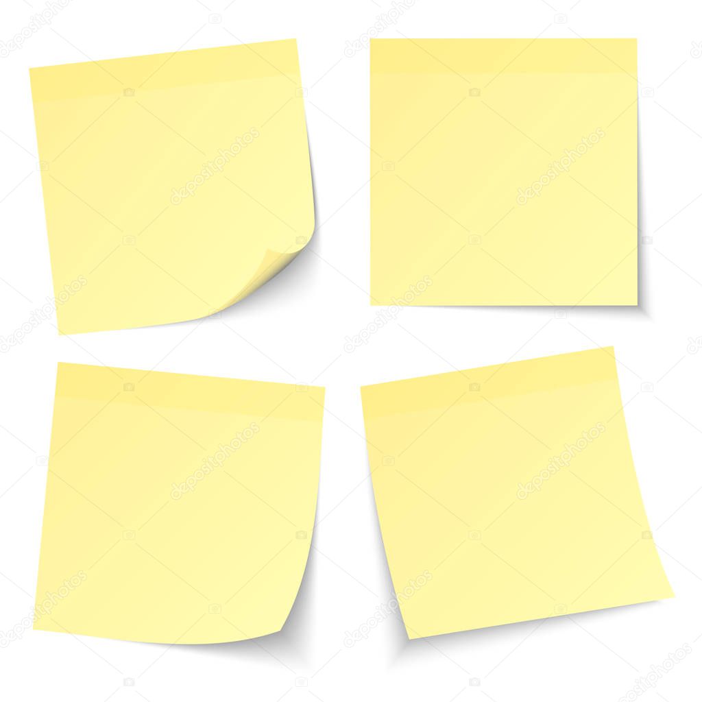 Set Of Four Light Yellow Stick Notes