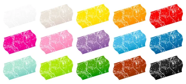 Jeu Quinze Étiquettes Prix Divisées Sticker Couleur Scratches — Image vectorielle