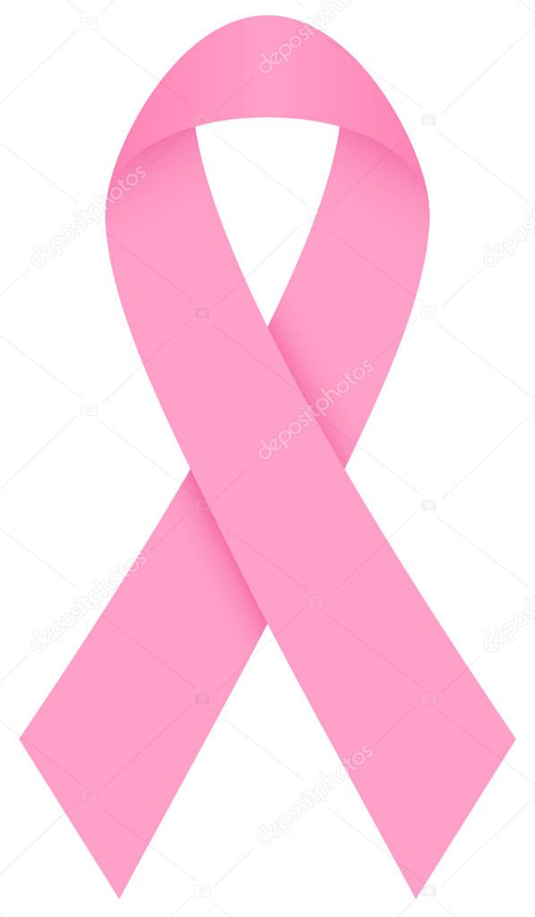 Isolated Single Pink Ribbon Breast Cancer Bow