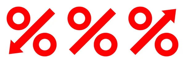 Set Üç Grafik Yüzde Oklar Kırmızı