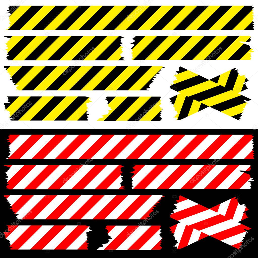 Set Of Safety Tapes Red White And Black Yellow