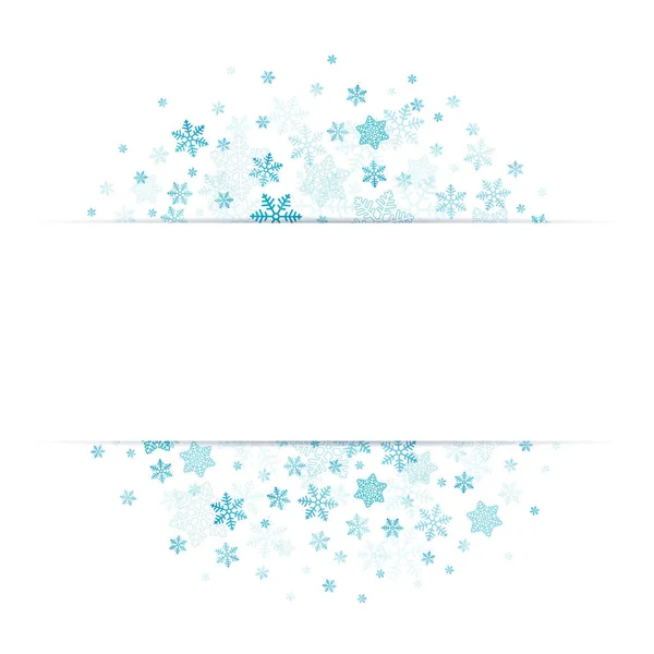 Copos Nieve Azules Con Pancarta Medio — Vector de stock