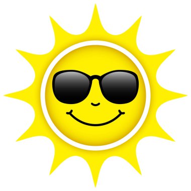 Güneş Gözlüğü Happy Face ile Tek İzole Sarı Güneş