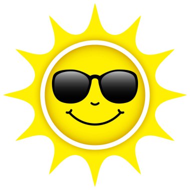 Güneş Gözlüğü Happy Face ile Tek İzole Sarı Güneş