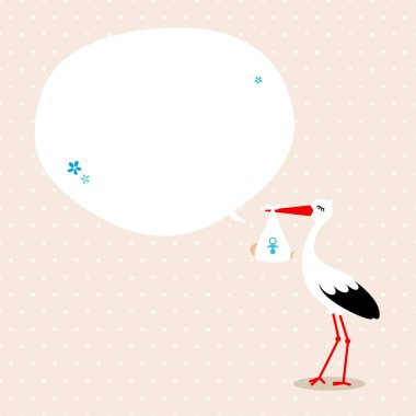 Leylek Erkek Bebek Speechbubble Bej Arka Plan Nokta