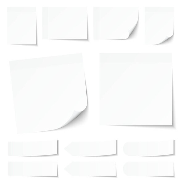 Set of White Sticky Notes with Shadow
