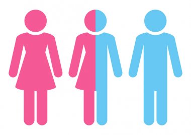 Set Üç Rakamlar Kadın Çeşitli Erkek Pembe Ve Mavi