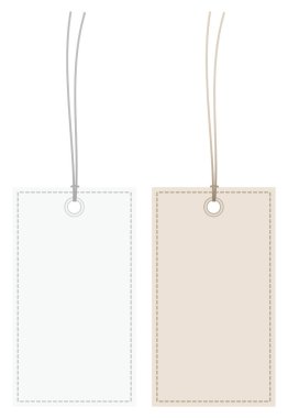 Dikişli İki Açılı Hangtags Beyaz Ve Bej Set 