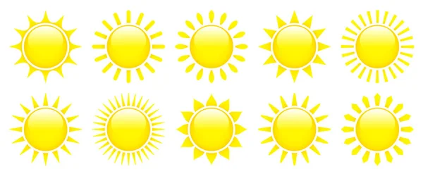 Набор Десяти Желтых Графических Солнечных Иконок Gfsy — стоковый вектор
