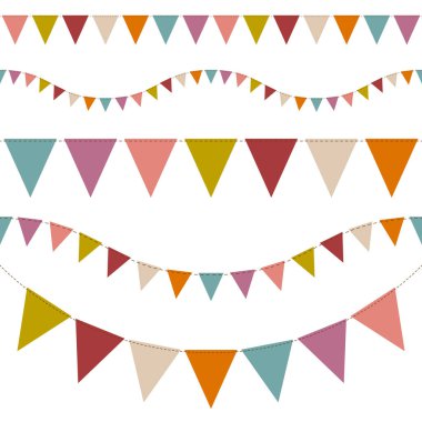 Beş Dikişsiz buntings yedi Retro renk seti