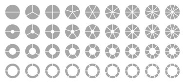 Farklı yuvarlak grafik pasta grafikler set gri