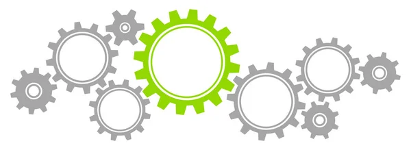 Engranajes Horizontales Gráficos Fronterizos Gris Verde — Archivo Imágenes Vectoriales