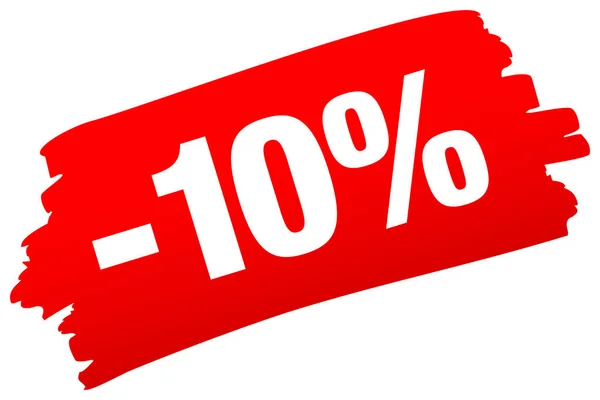 Одноізольований Червоний Brushstroke Продаж Мінус Десять Відсотків — стоковий вектор
