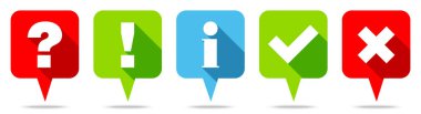 Set Beş Konuşma Kabarcıklar Checkmarks Kırmızı Yeşil Mavi