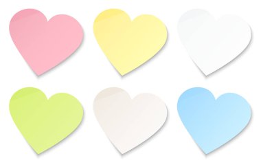 Set Altı Yapışkan Notlar Renkli Kalpler