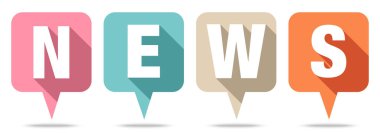 Dört Konuşma Bubbles Haberler Retro Renkler Seti