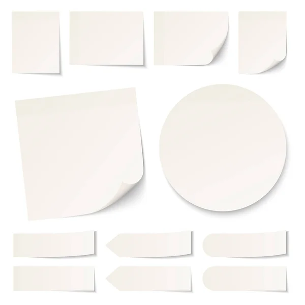 Set Different Beige Sticky Notes Shadow — Stock Vector