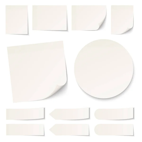 Set Different Beige Sticky Notes Shadow — стоковый вектор