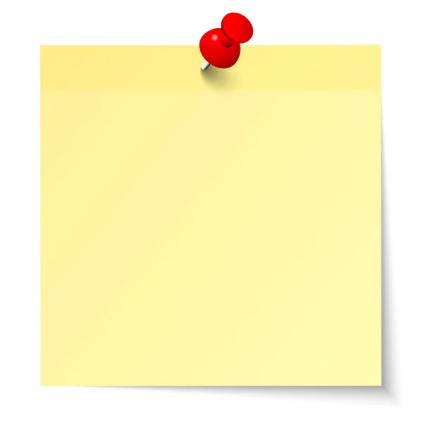 Single Straight Light Yellow Sticky Note Red Pin - Stok Vektor