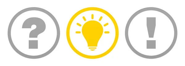 Набір Трьох Кнопок Питання Ідея Відповіді Сірий Жовтий Контур — стоковий вектор