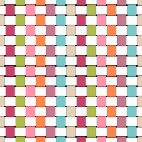 Pola Seamless Plaited Paper Stripes Rainbow Retro Colors White - Stok Vektor