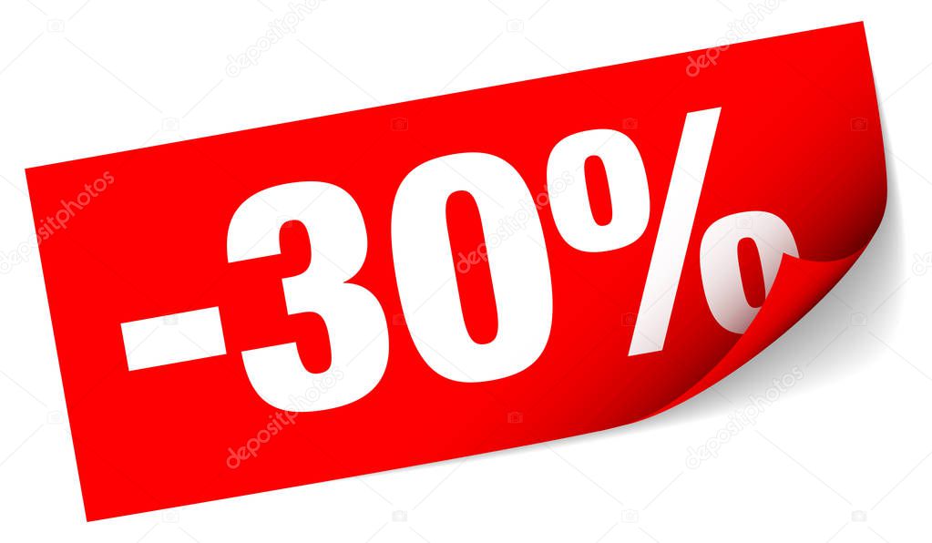 Diagonal Red Sticky Note Sale Minus Thirty Percent