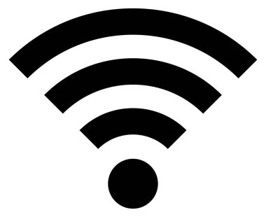 Beyaz üzerinde büyük tek Izole siyah simge Wi-Fi