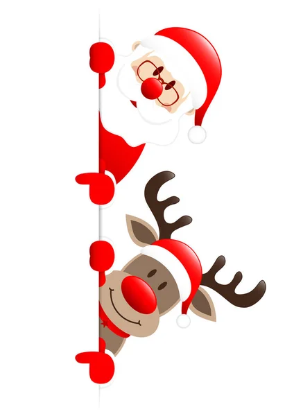 Kerstman Rendier Tonen Linker Banner — Stockvector