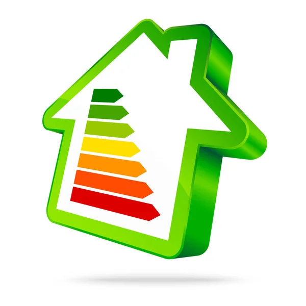 Enkelt Grønt Hus Ikon Energi Syv Barer Grøn – Stock-vektor