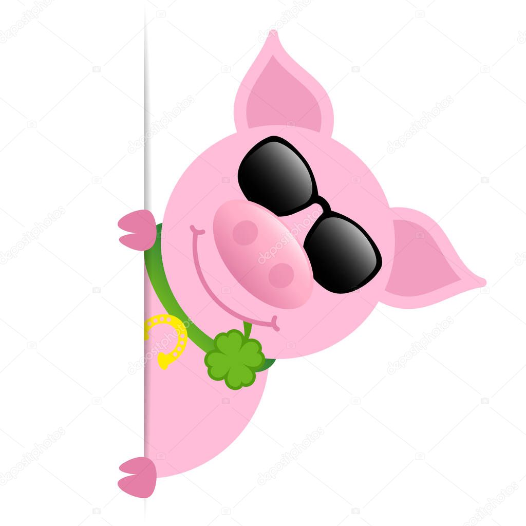 Pig Sunglasses With Clover Leaf Vertical Banner Right