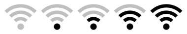 Beş siyah simgeler Wi-Fi sinyali seti