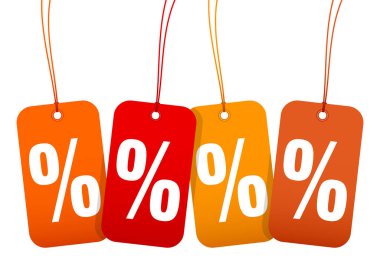 Set dört hangtags Satılık yüzde sonbahar Brown und Orange