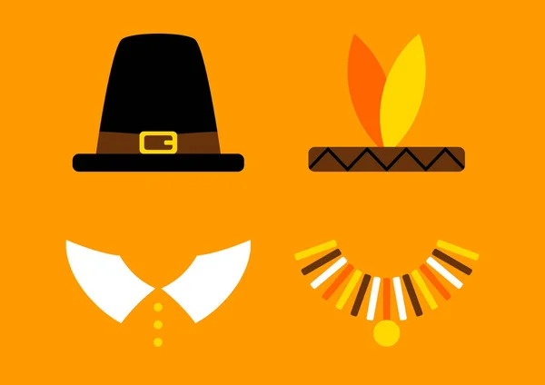 Carte Action Grâce Avec Pélerin Abstrait Orange Amérindienne — Image vectorielle