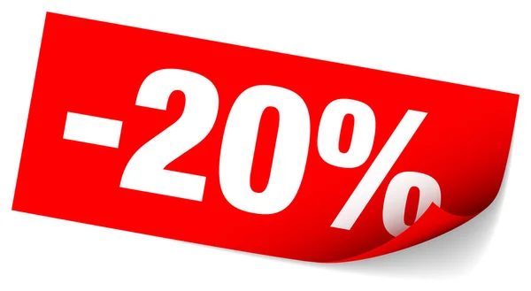 Roter Klebezettel Verkauf Zwanzig Prozent — Stockvektor