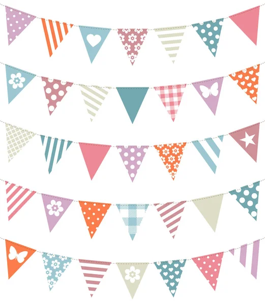 Farklı desen Retro renkler Ile beş Dikişsiz Garlands set