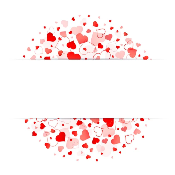 Cercle Cœurs Rouges Bannière Blanche Milieu — Image vectorielle